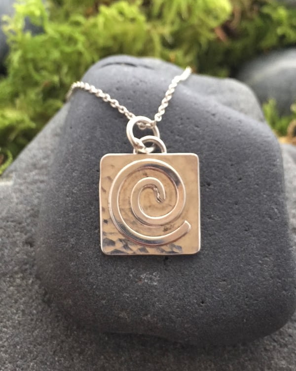 Saucy Jewelry square pendant with spiral
